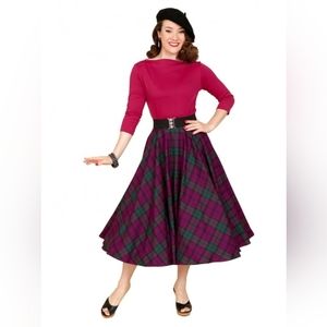 Vivien Of Holloway London Heather tartan circle skirt